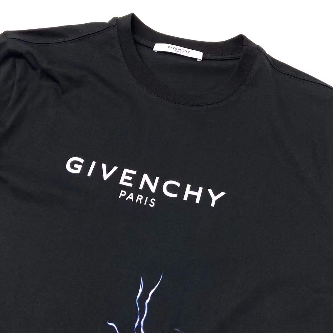 Givenchy black crewneck t-shirt featuring a front logo graphic inspired by Greek mythology and Picasso's art