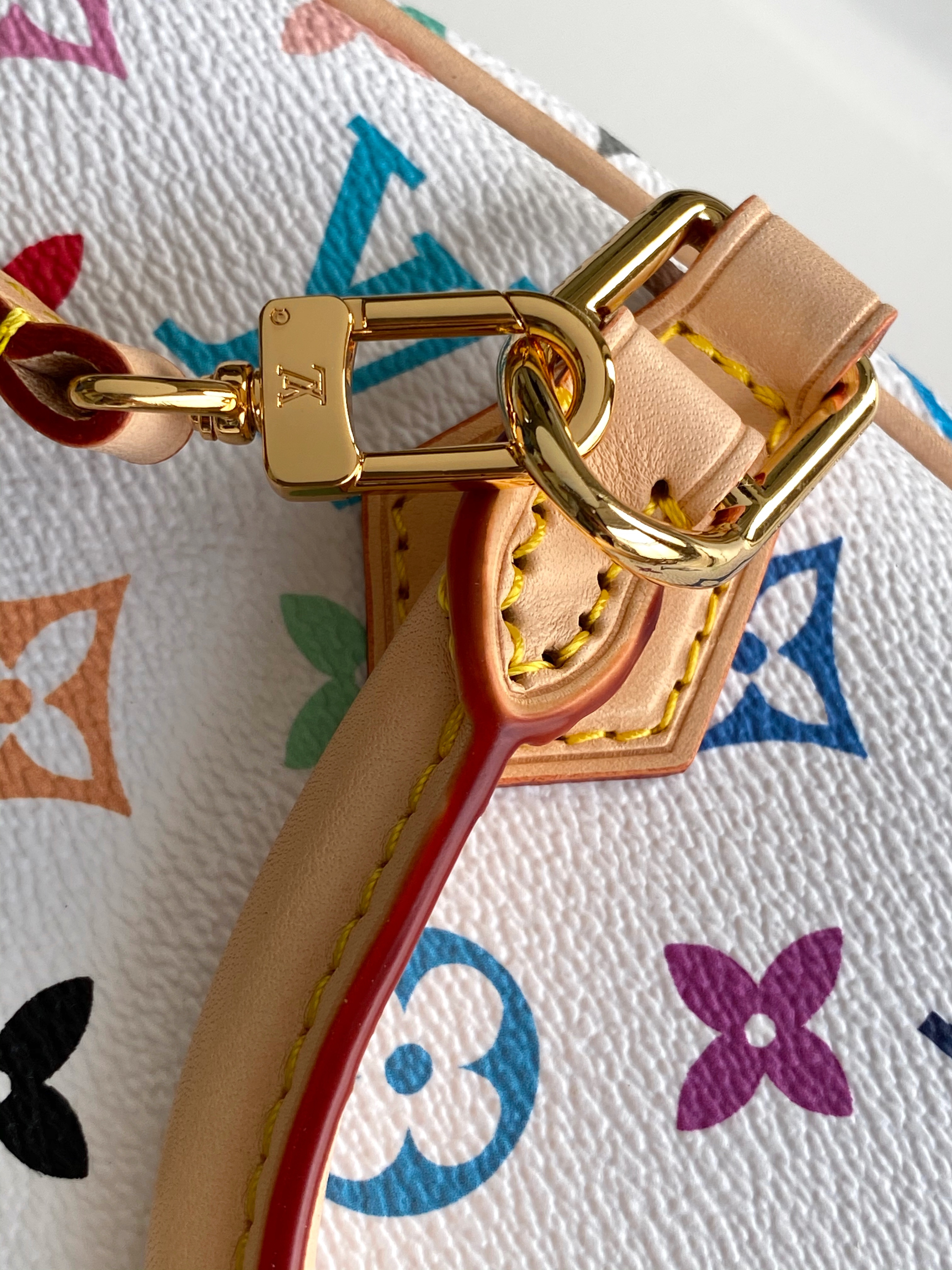 LV x Takashi Murakami Handbag East West in white Monogram Multicolore coated canvas