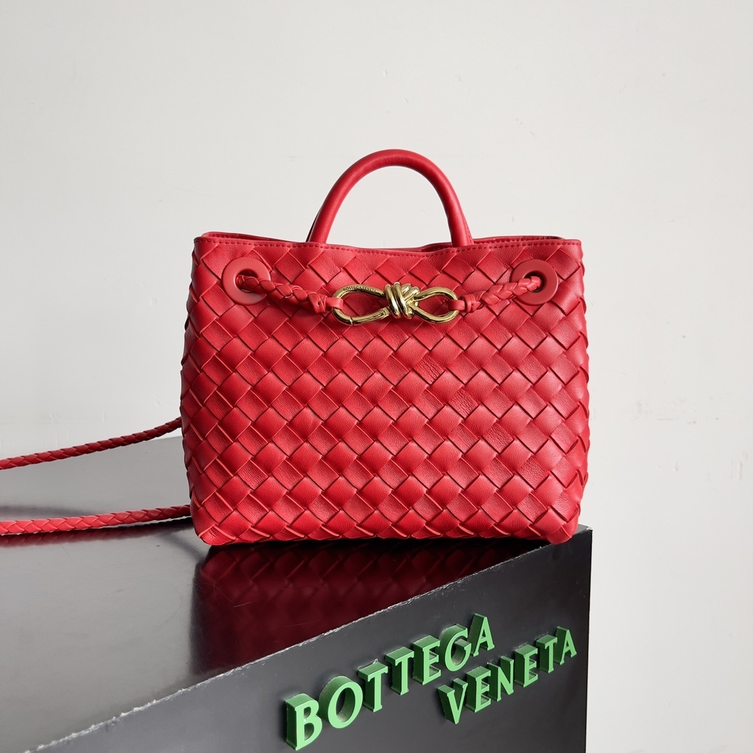 Bottega Veneta Andiamo top handle bag in a woven red leather design