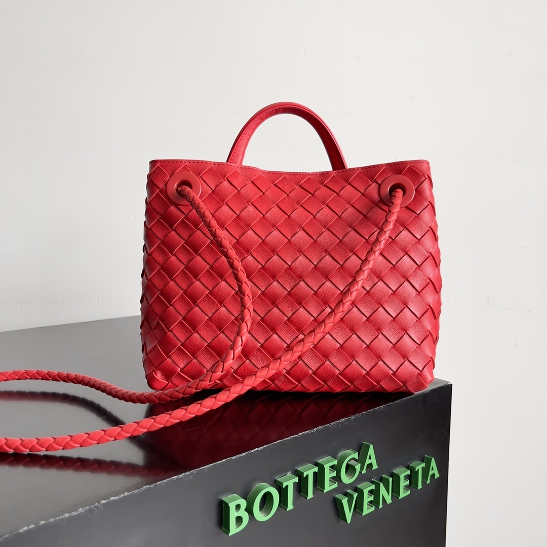 Bottega Veneta Andiamo top handle bag in a woven red leather design