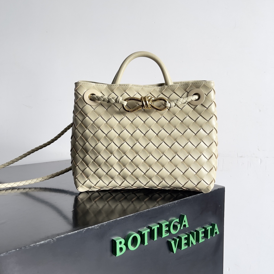 Bottega Veneta Small Andiamo top-handle bag featuring the brand's signature Intrecciato woven leather pattern