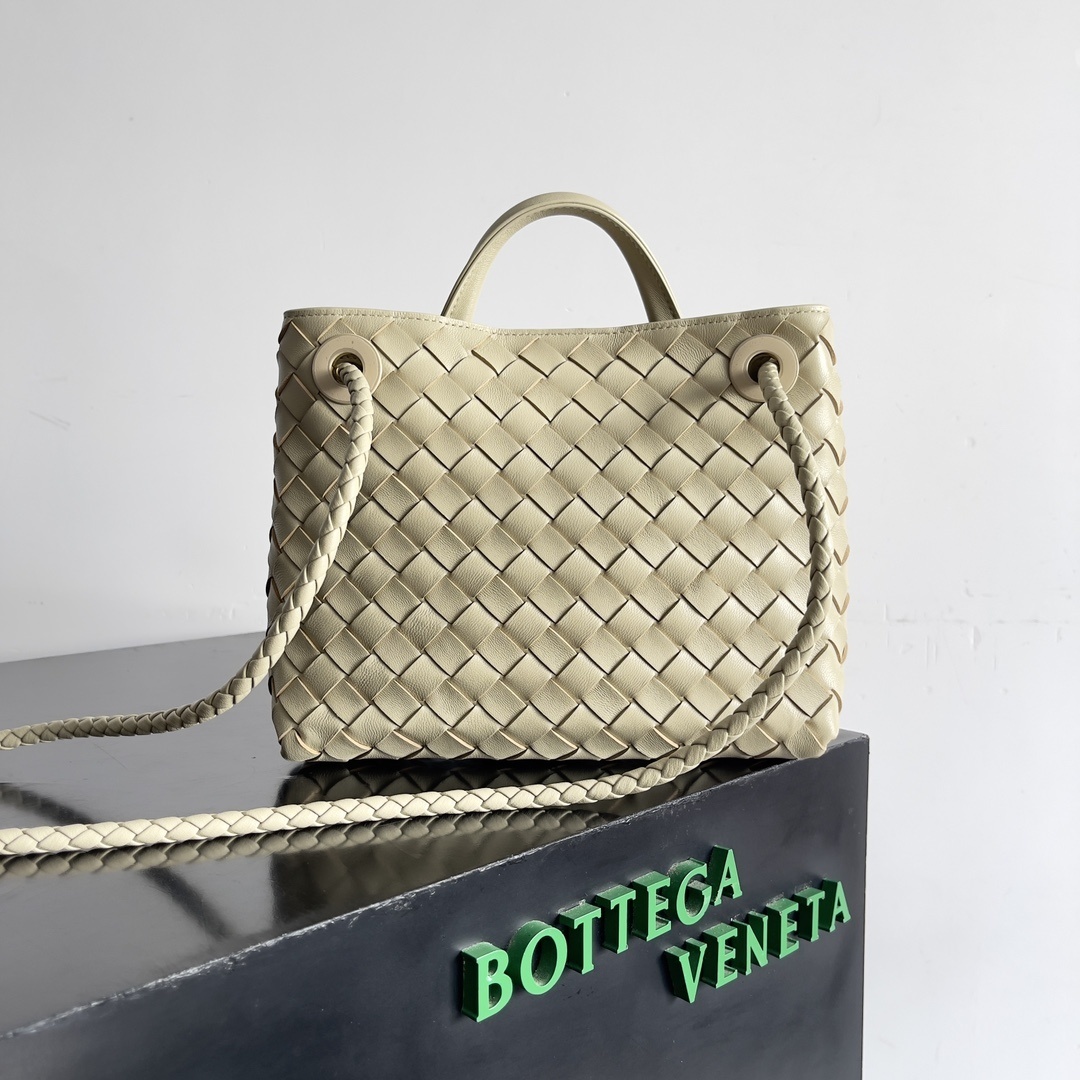 Bottega Veneta Small Andiamo top-handle bag featuring the brand's signature Intrecciato woven leather pattern
