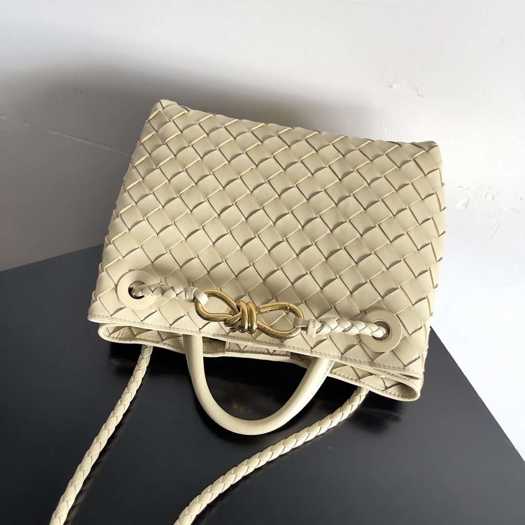 Bottega Veneta Small Andiamo top-handle bag featuring the brand's signature Intrecciato woven leather pattern