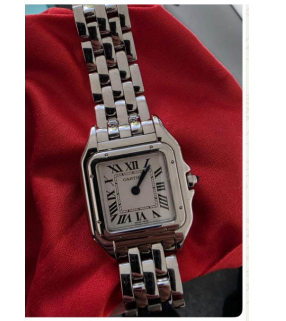 Cartier Panthère de Cartier watch, featuring a stainless steel case and bracelet.