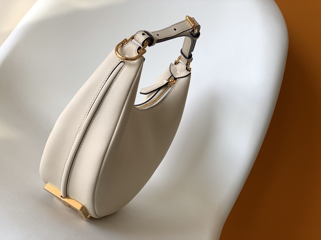 Fendi Fendigraphy leather shoulder bag often referred to as a hobo bag, featuring gold-tone metal hardware.