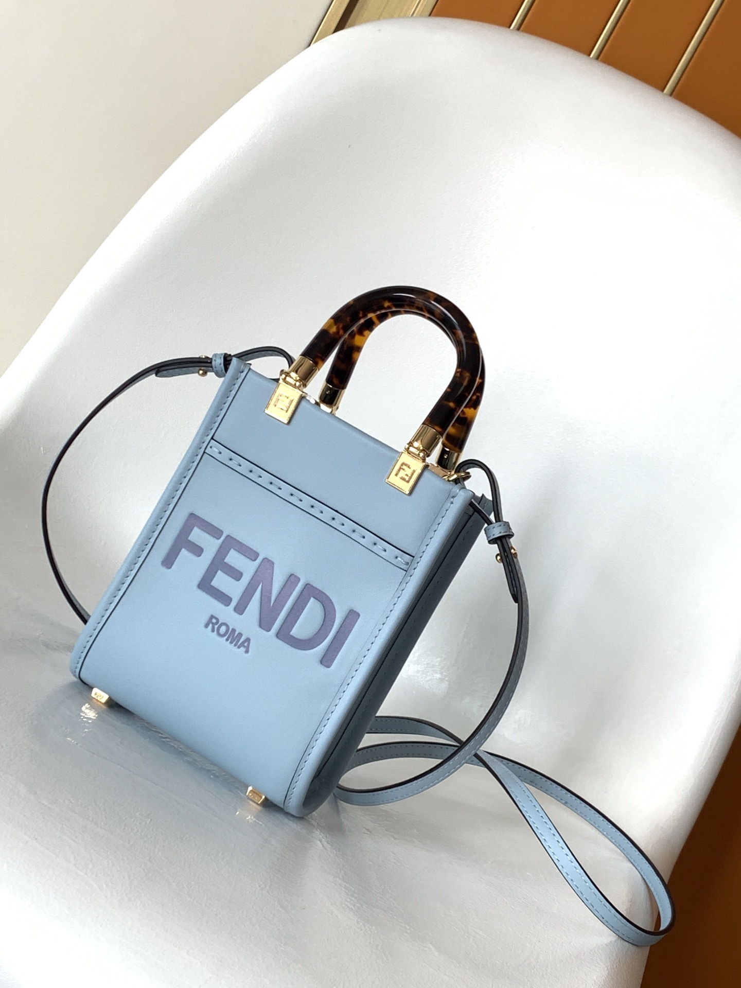 Fendi Sunshine Mini Shopper leather crossbody bag