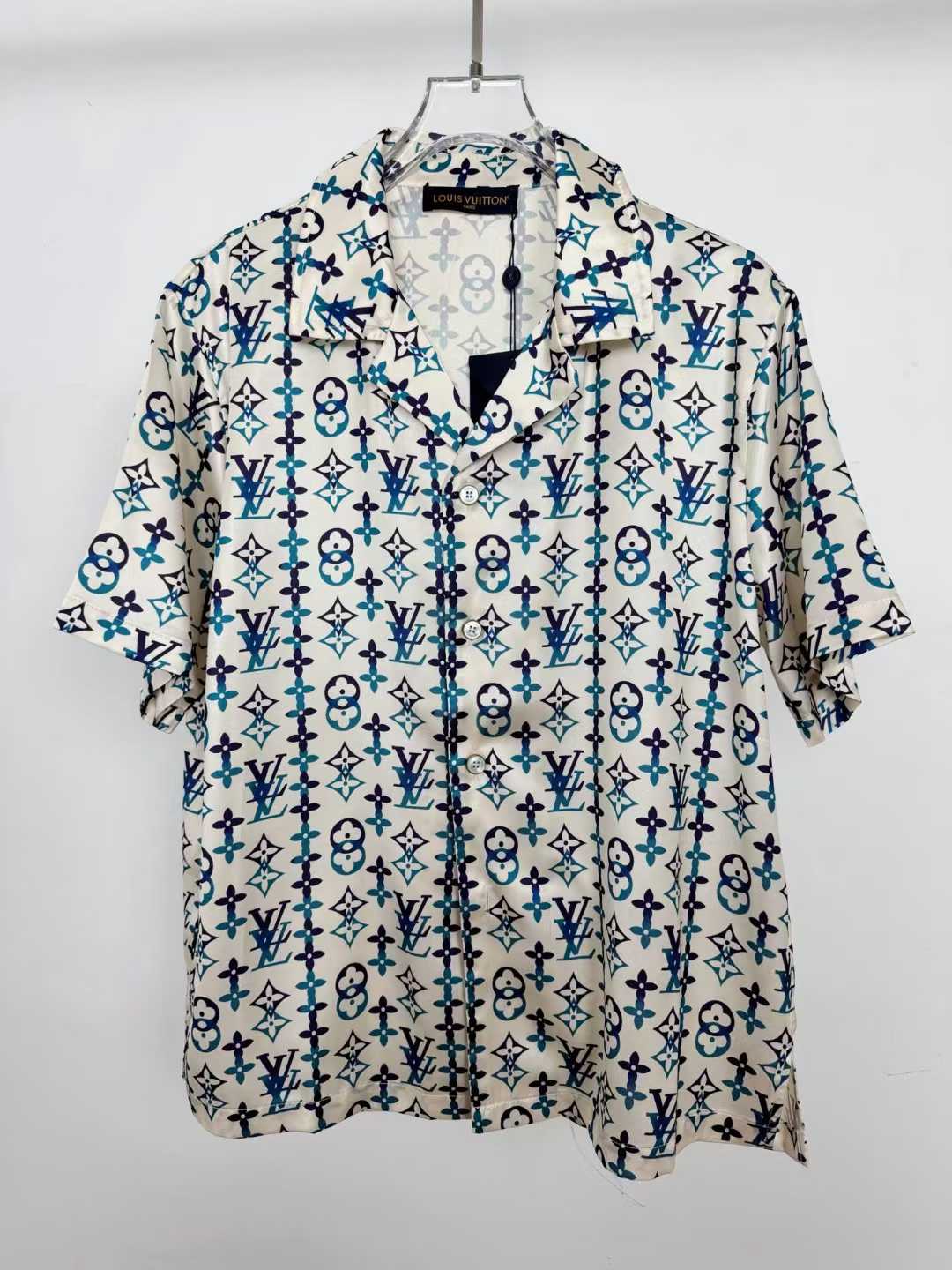 LV  by Tyler, the Creator Monogram Printed Short-Sleeved Silk Shirt