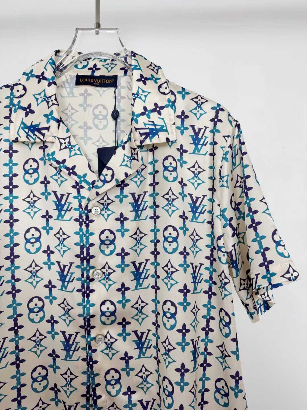 LV  by Tyler, the Creator Monogram Printed Short-Sleeved Silk Shirt