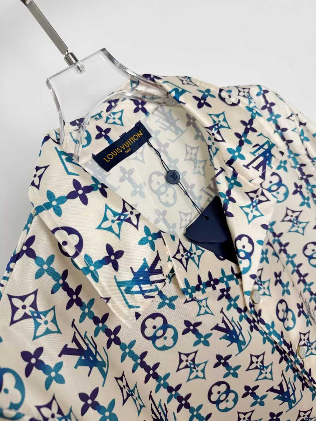 LV  by Tyler, the Creator Monogram Printed Short-Sleeved Silk Shirt