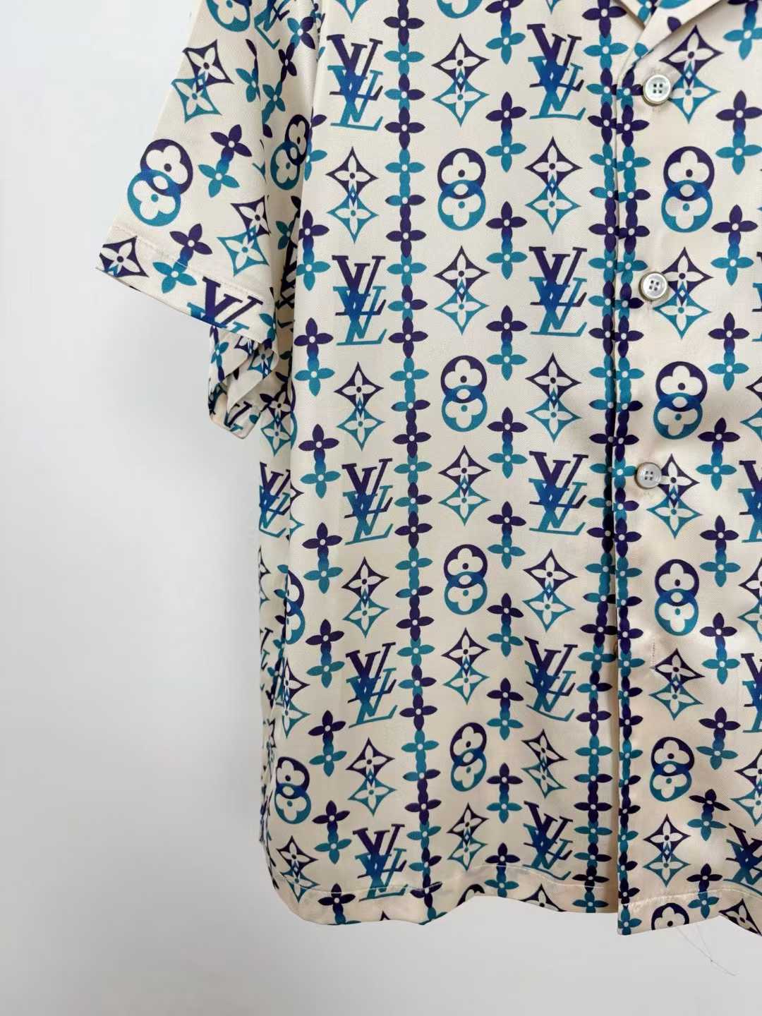 LV  by Tyler, the Creator Monogram Printed Short-Sleeved Silk Shirt