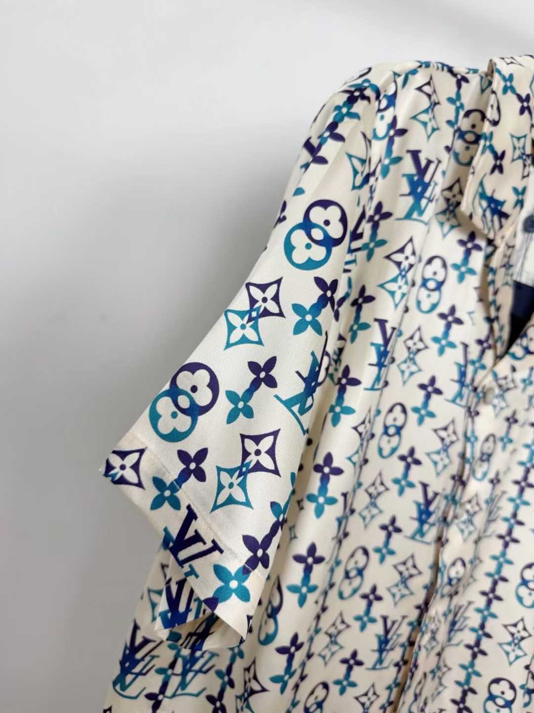LV  by Tyler, the Creator Monogram Printed Short-Sleeved Silk Shirt