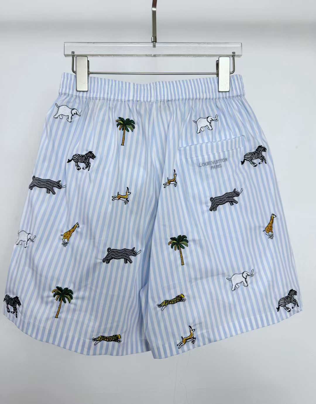 LV x The Darjeeling Limited Embroidered Striped Shorts from the Louis Vuitton Men's Spring-Summer 2026 collection