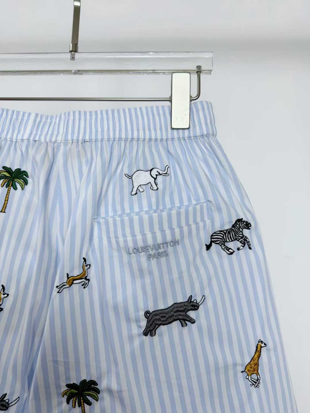 LV x The Darjeeling Limited Embroidered Striped Shorts from the Louis Vuitton Men's Spring-Summer 2026 collection