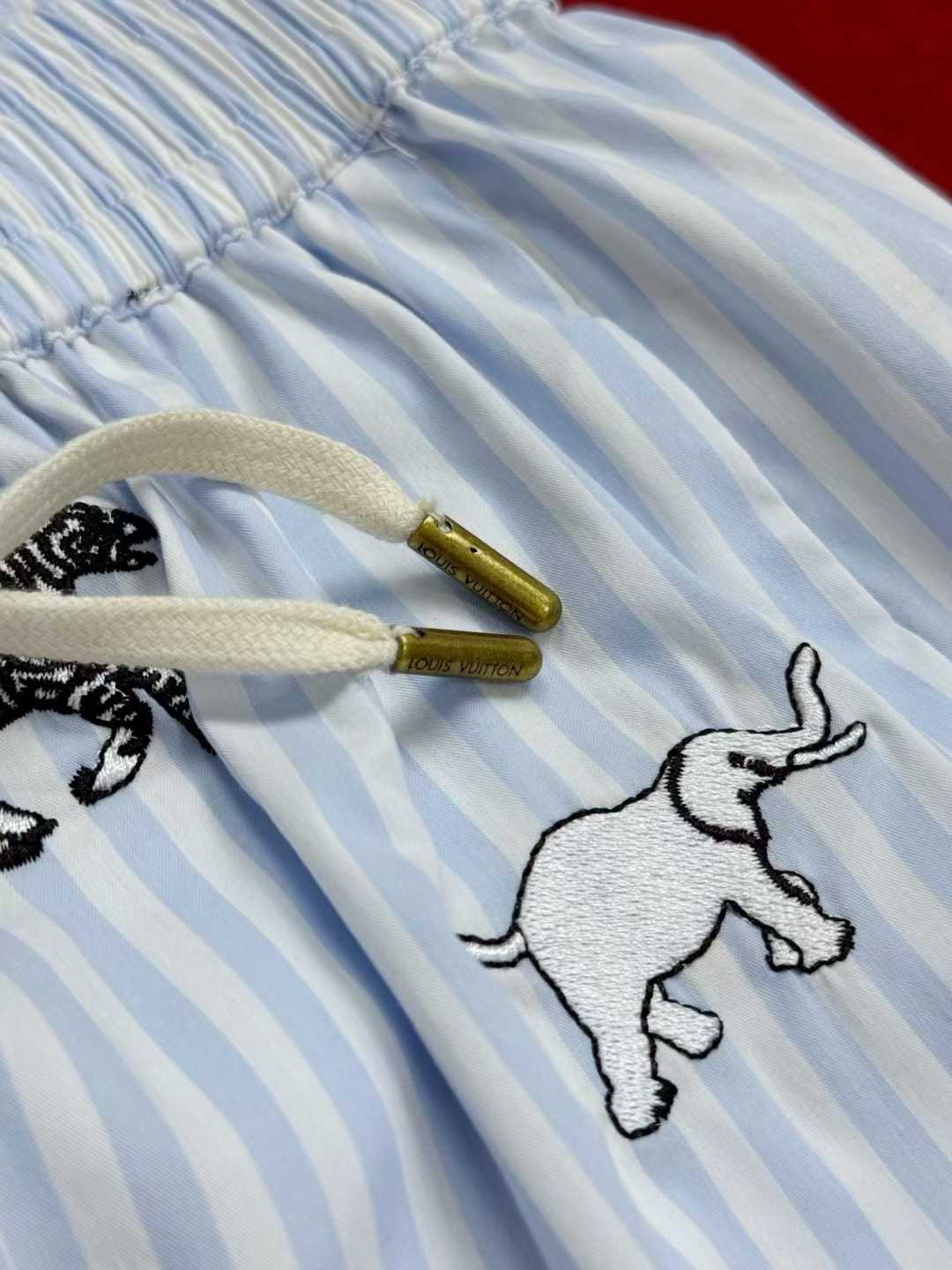 LV x The Darjeeling Limited Embroidered Striped Shorts from the Louis Vuitton Men's Spring-Summer 2026 collection