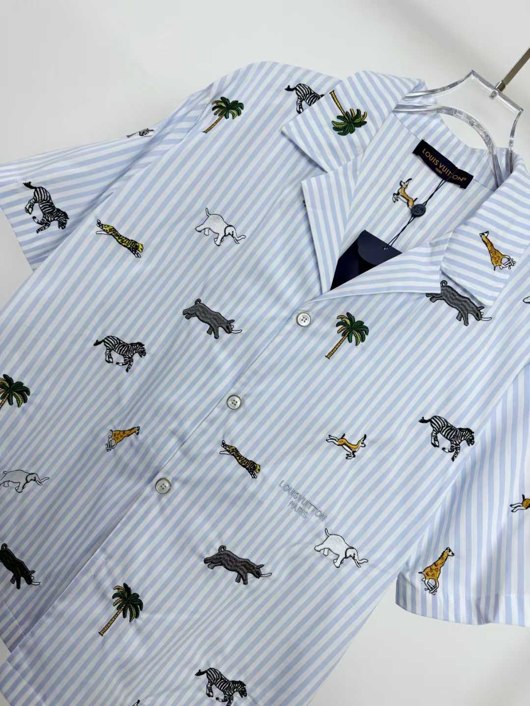 LV x The Darjeeling Limited embroidered striped short-sleeved shirt