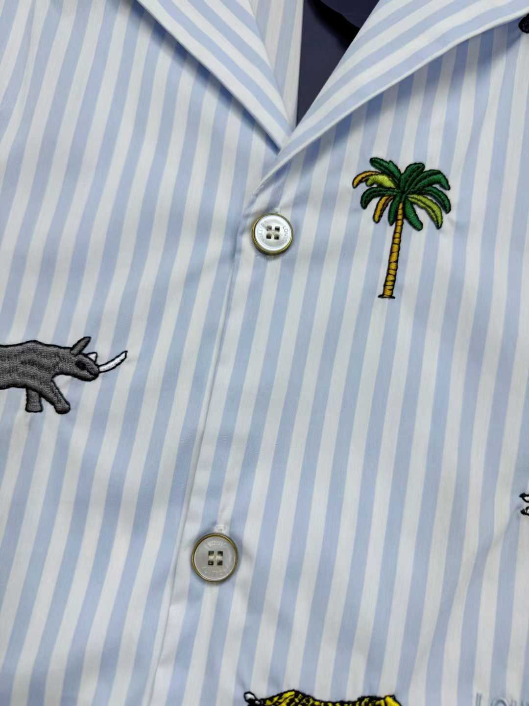 LV x The Darjeeling Limited embroidered striped short-sleeved shirt