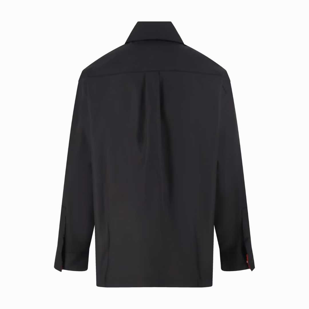 Loewe x Louis Wain cotton gabardine zip-up overshirt features a leather patch pocket adorned with a "Futurist Cat" intarsia