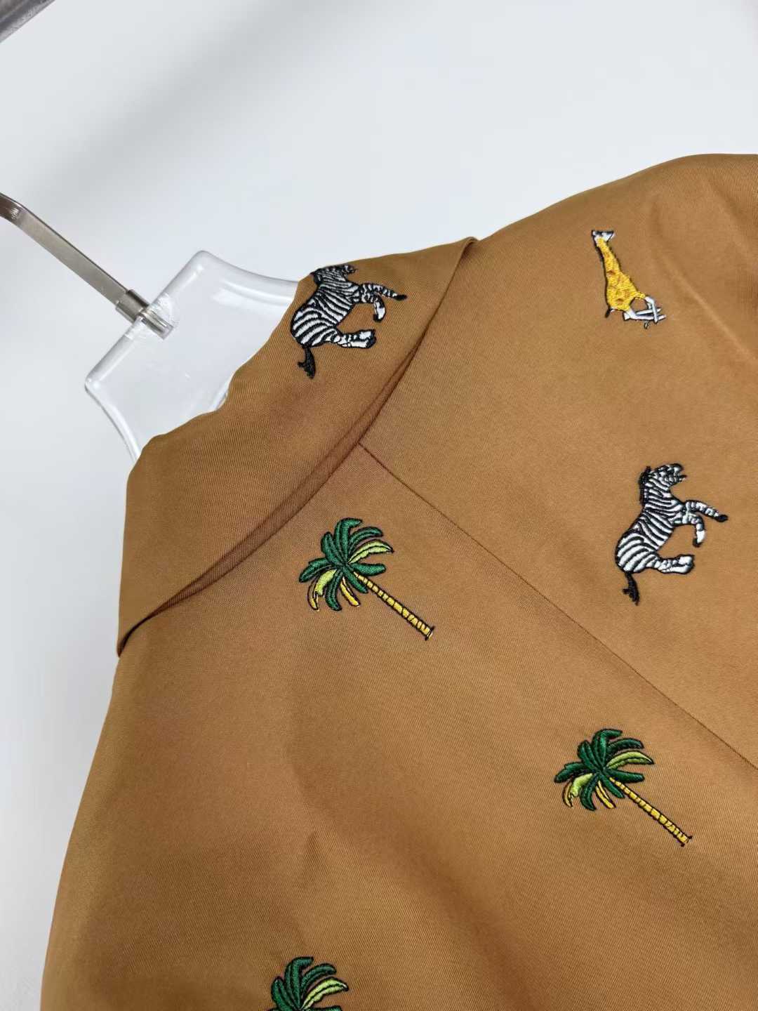 LV x The Darjeeling Limited Single-Breasted Jacket in caramel wool, featuring an all-over fil coupé jacquard motif of flora and fauna