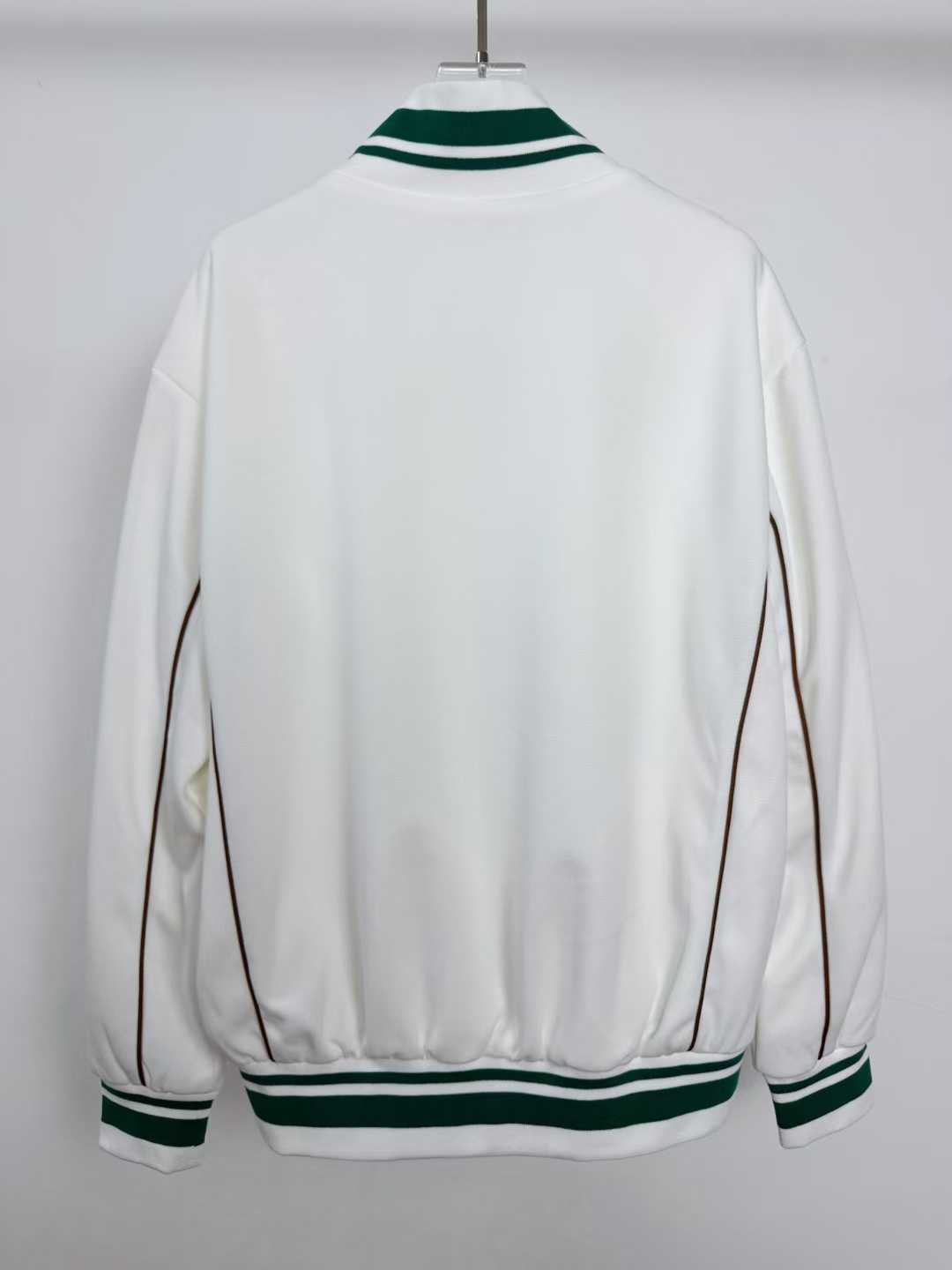 LV white and green bomber track jacket with gold zipper details