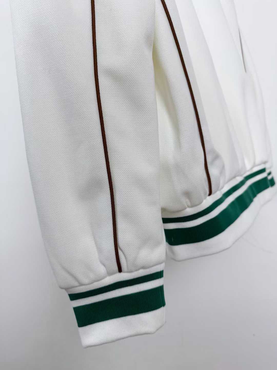 LV white and green bomber track jacket with gold zipper details