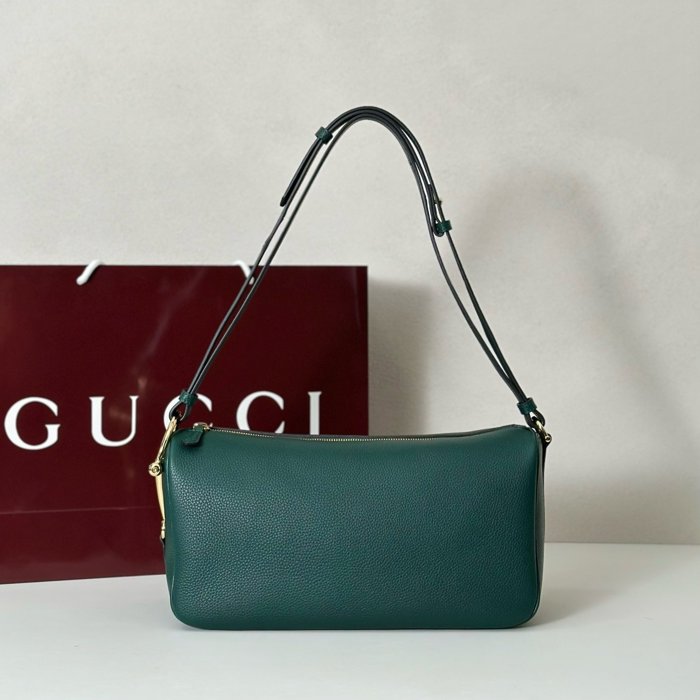 Gucci Half Horsebit mini bag in green grained leather
