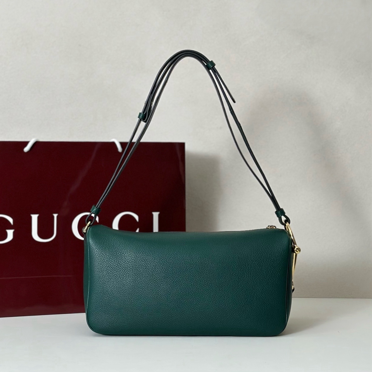 Gucci Half Horsebit mini bag in green grained leather