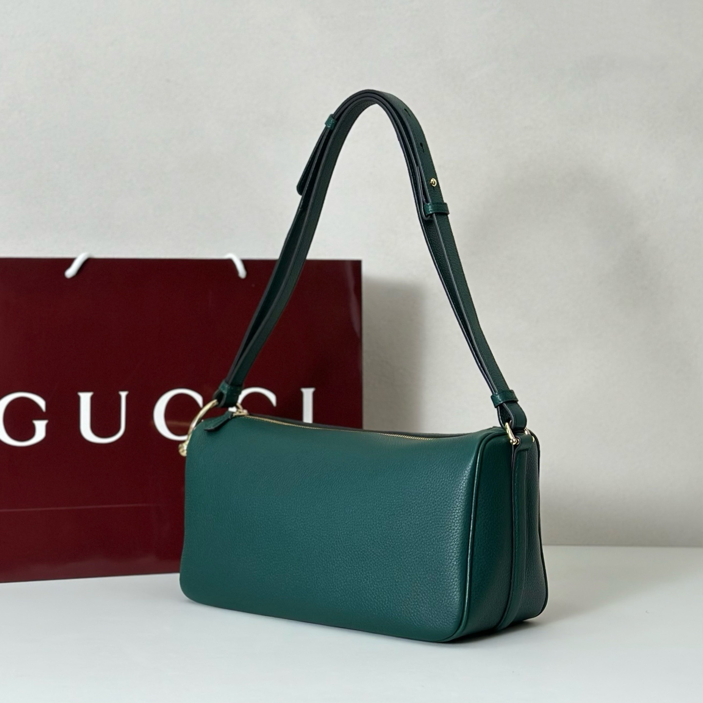 Gucci Half Horsebit mini bag in green grained leather