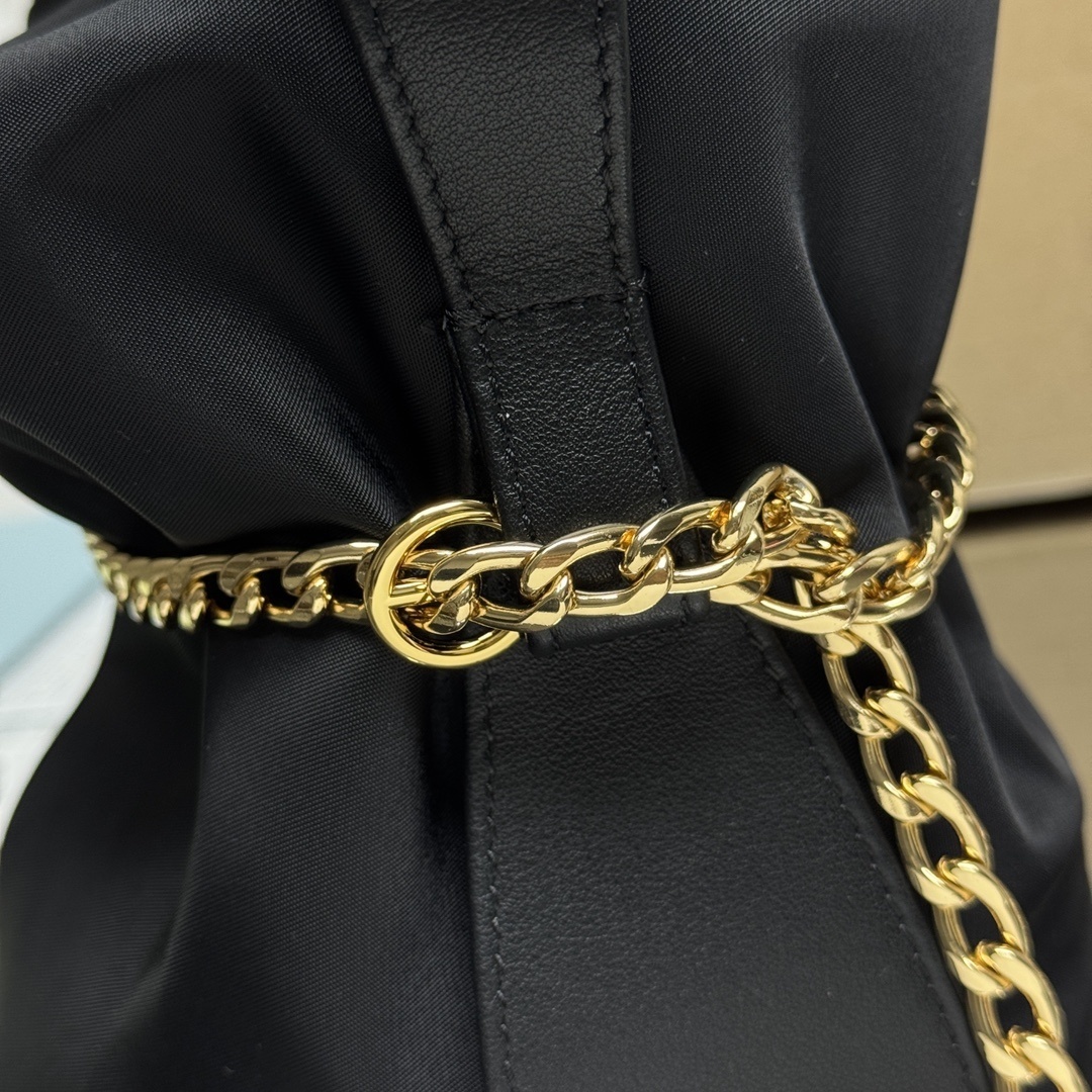 Prada Petit Sac Noir Mini Re-Nylon and Nappa Leather Bucket Bag