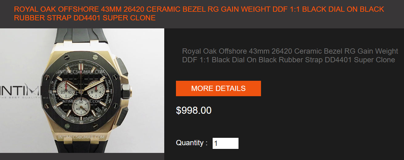 Royal Oak Offshore 43mm 26420 Ceramic Bezel RG Gain Weight DDF 1:1 Black Dial On Black Rubber Strap DD4401 Super Clone $998